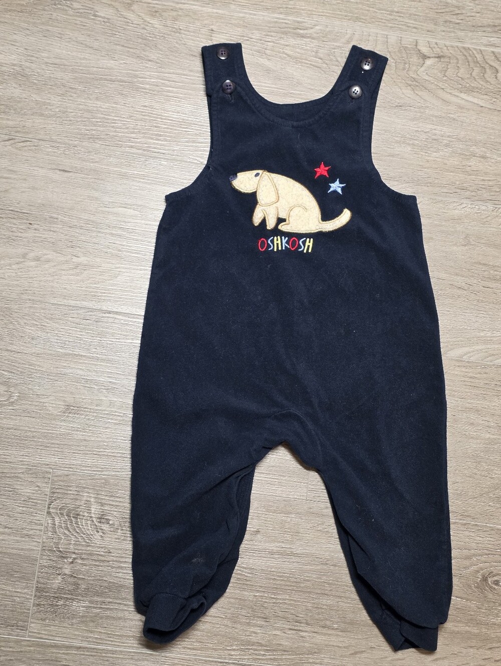 Vintage 90's OshKosh B'Gosh Fleece Infant Romper Jumpsuit Sz 24 Months Navy